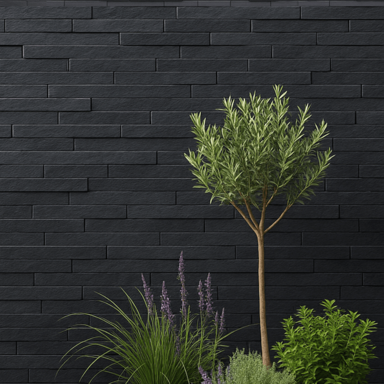 Split Face Wood Cladding - Smooth Charcoal