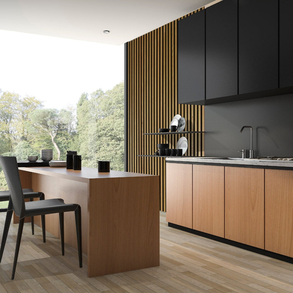 Acoustic Slat Wall Panelling - Natural Oak