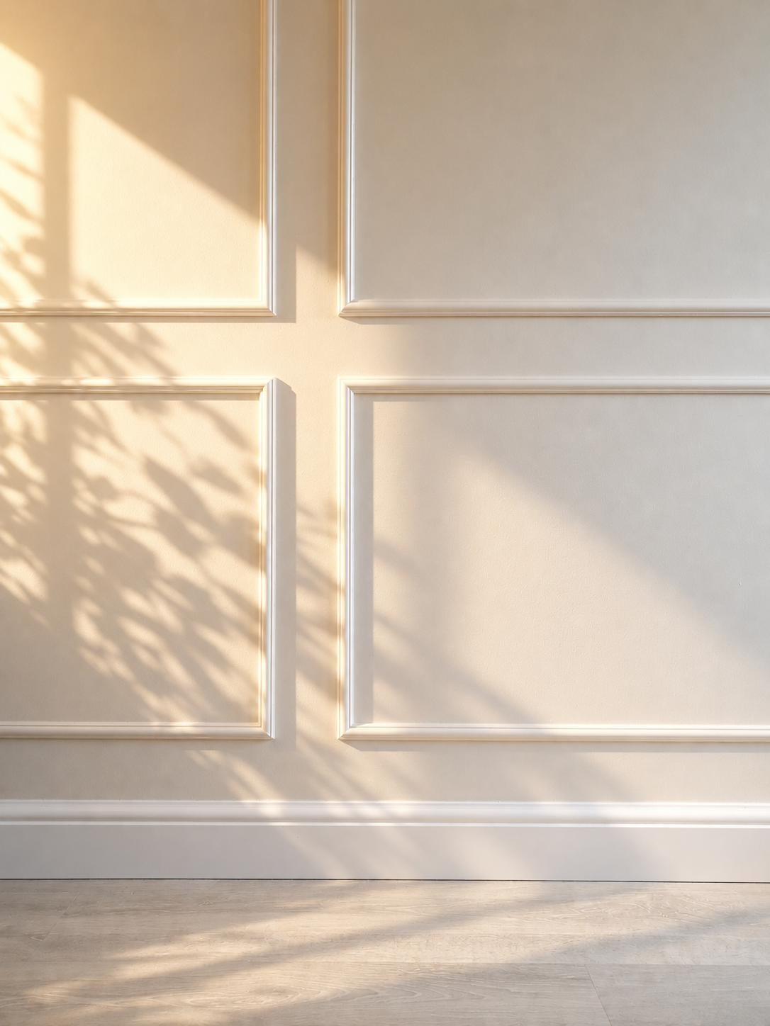 White wall with traditional wall panelling