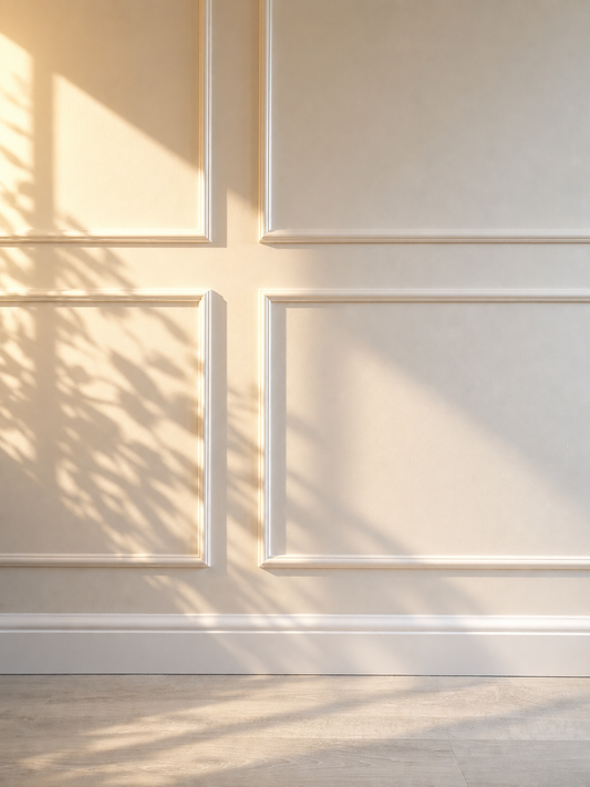 White wall with traditional wall panelling