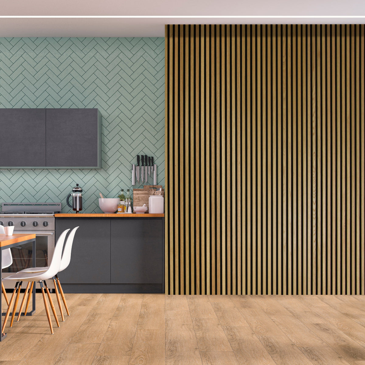 Acoustic Slat Wall Panelling - Natural Oak