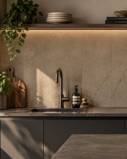 Beige Earth Stone SPC Tiles - 4 Pack