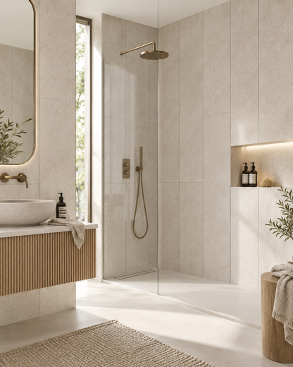 Beige Sun Stone SPC Shower Tiles - 4 Pack