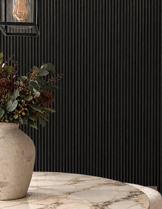 Black Mini Fluted Wall Panels