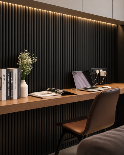 Black Ribbed Wall Panels