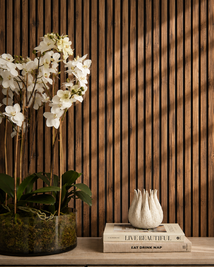 Acoustic Slat Wall Panels - Burnt Hickory Wood Veneer