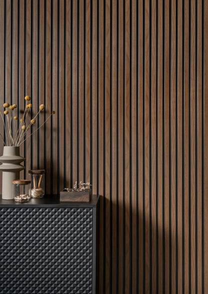 Waterproof Dark Oak Slat Wall Panels