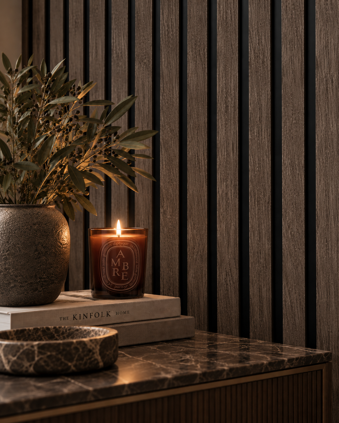Waterproof Dark Walnut Slat Wall Panels