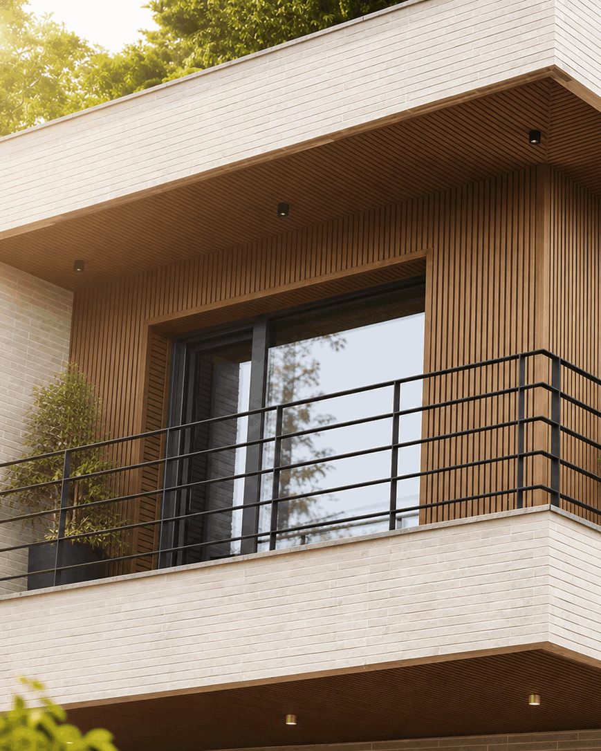 Light Teak Slat Outdoor Wall Cladding