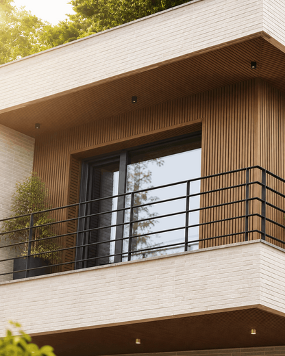 Light Teak Slat Outdoor Wall Cladding