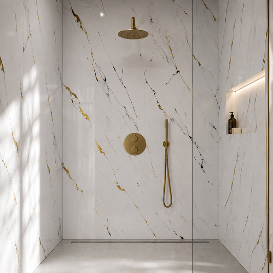 White & Gold Marble PVC Shower Panels