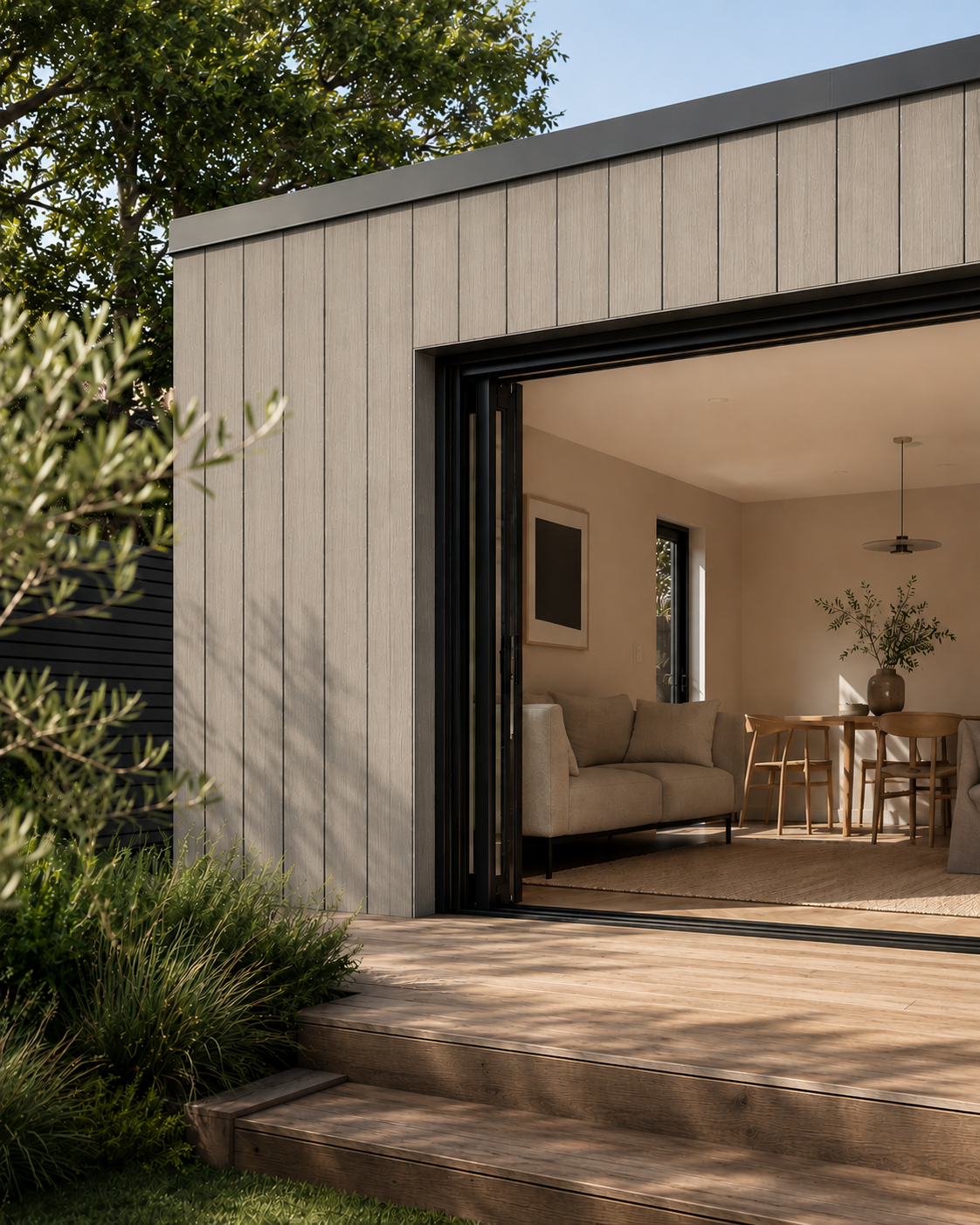 Greige Shiplap Outdoor Wall Cladding