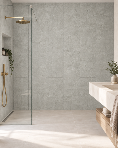 Grey Lunar Stone SPC Shower Tiles - 4 Pack