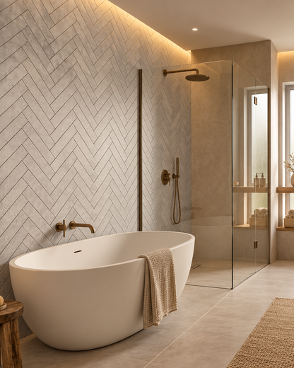 Grey Chevron PVC Shower Panels