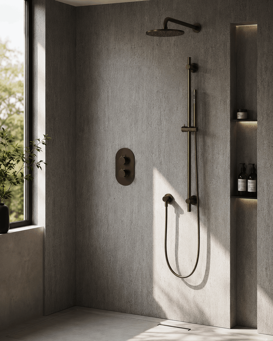 Grey Concrete SPC Shower Panels - 2 Pack