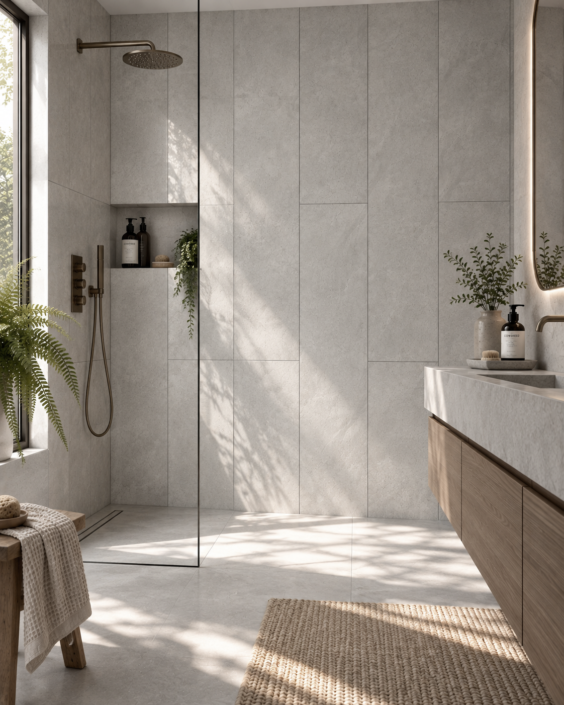 Grey Stella Stone SPC Shower Tiles - 4 Pack