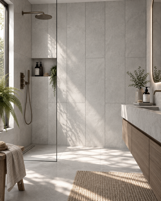 Grey Stella Stone SPC Shower Tiles - 4 Pack