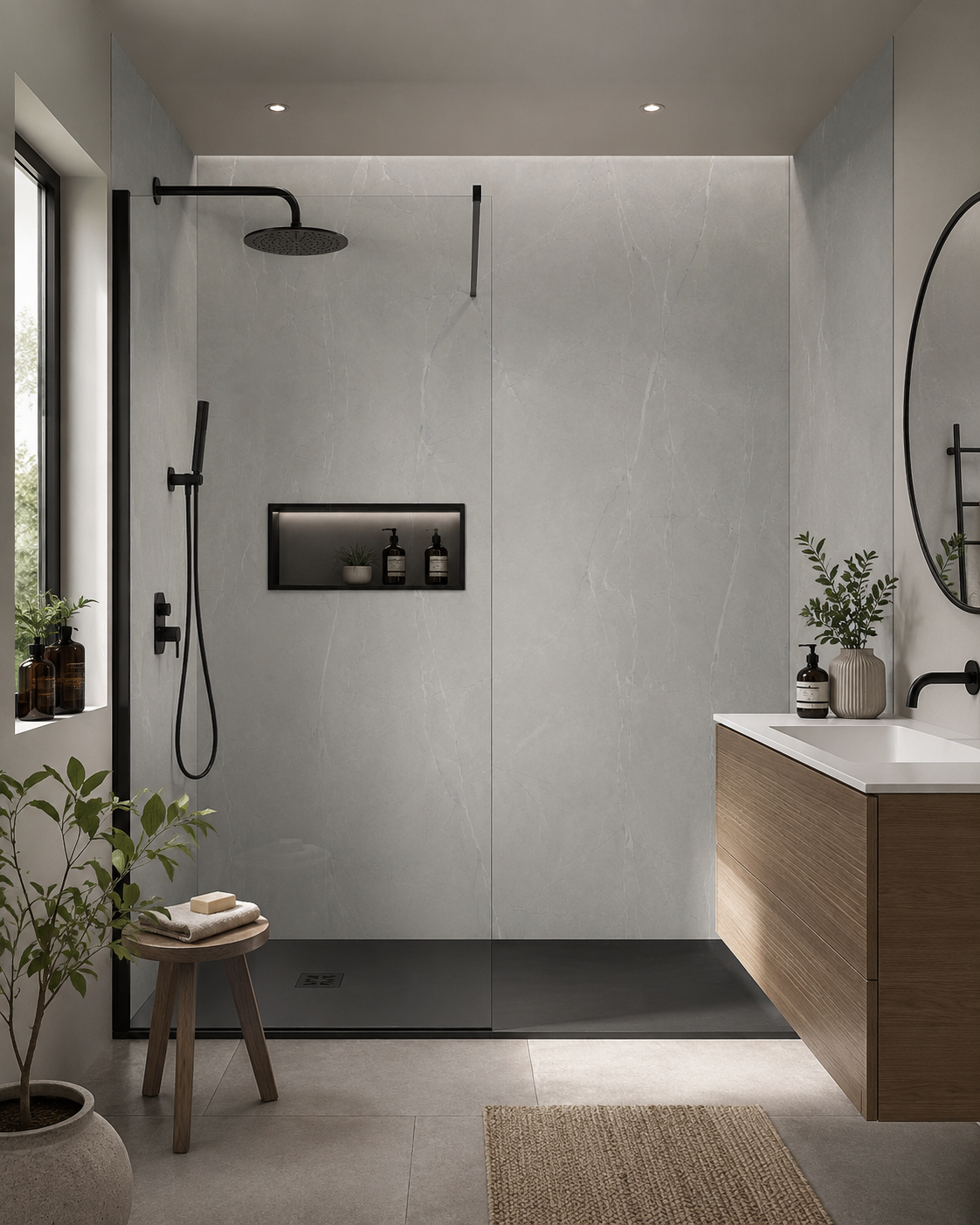 Perth Grey SPC Shower Panels - 2 Pack