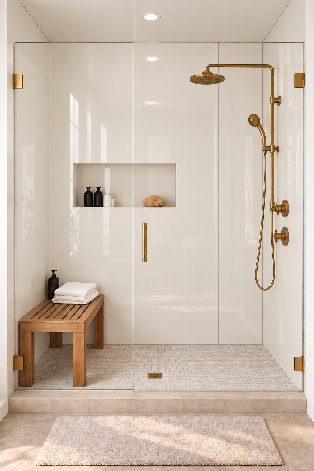 High Gloss White SPC Shower Panels - 2 Pack