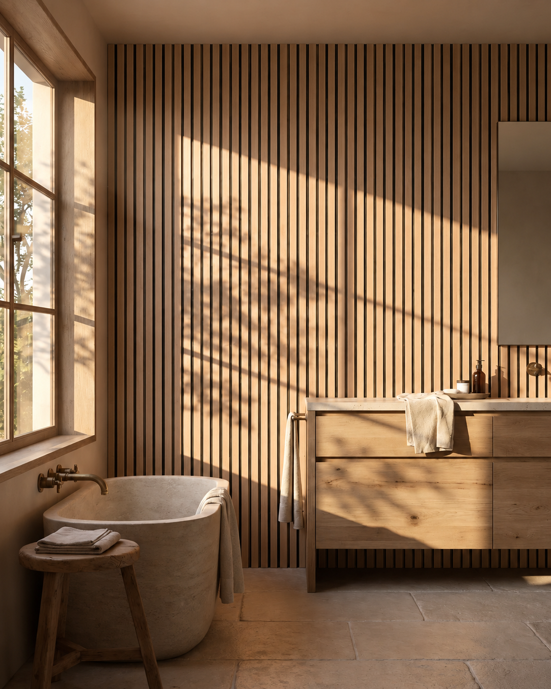 Waterproof Light Oak Slat Wall Panels