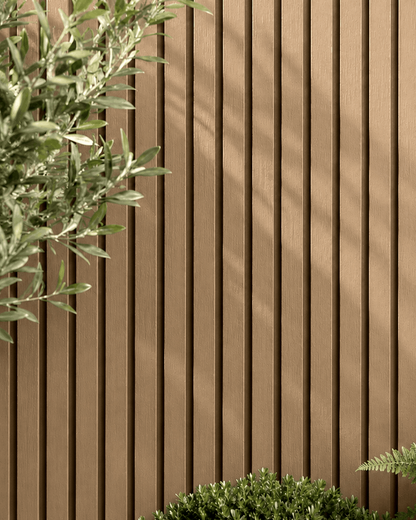 Light Teak Slat Outdoor Wall Cladding