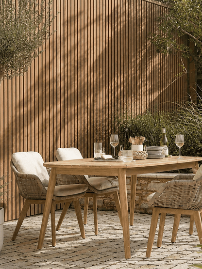 Light Teak Slat Outdoor Wall Cladding