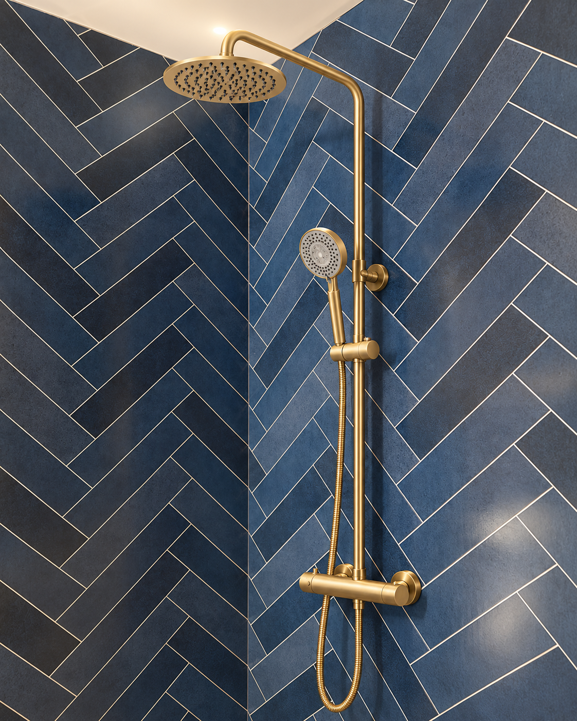 Navy Chevron PVC Shower Panels