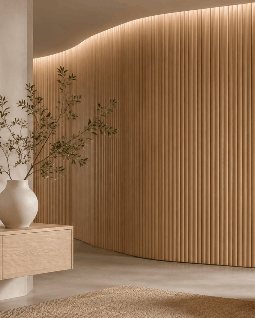 Oak Ribbed Flexible Wall Panelling