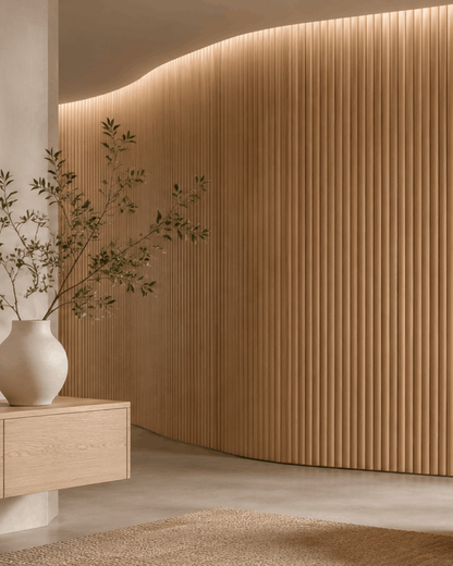Oak Ribbed Flexible Wall Panelling
