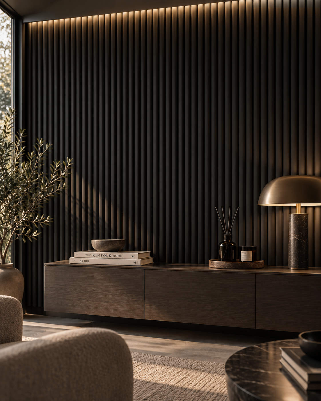 Black Ribbed Wall Panels