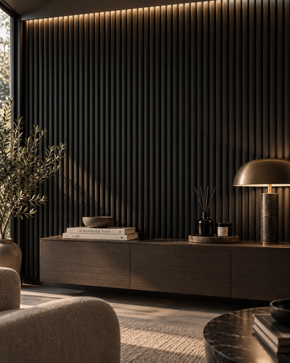 Black Ribbed Wall Panels