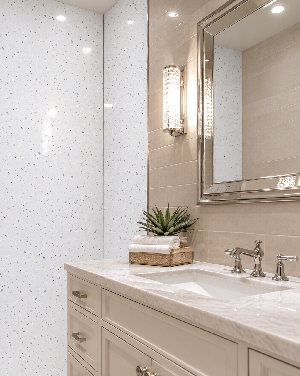 White Sparkle PVC Shower Panels