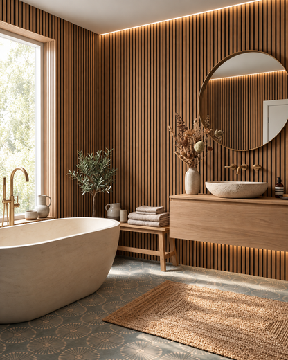 Waterproof Natural Oak Slat Wall Panels