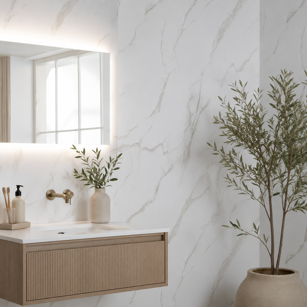 White Marble PVC Shower Panels