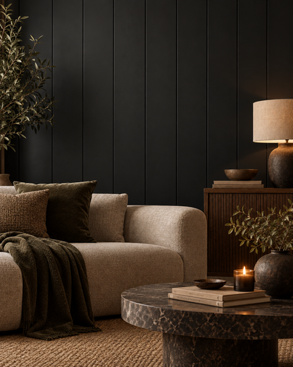 Wide Black Tongue & Groove Wall Panels